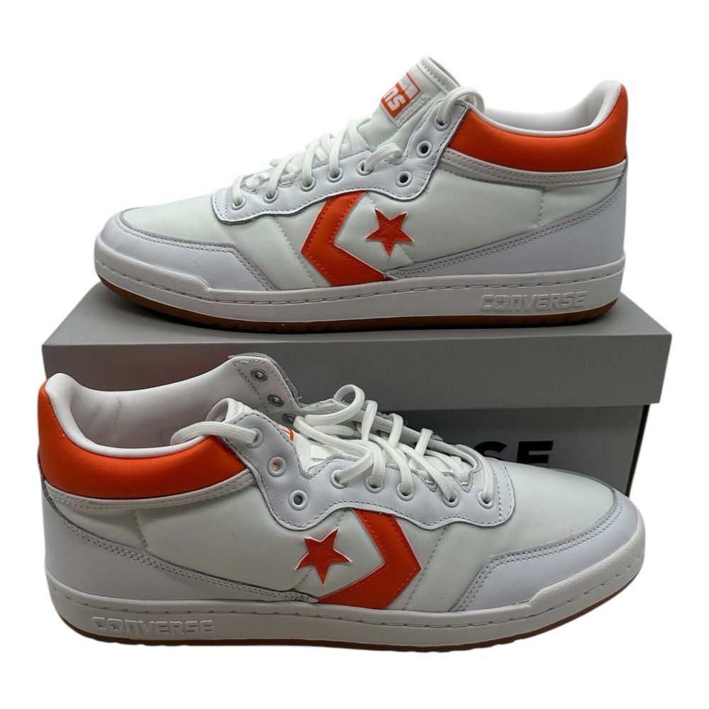 Converse CONS Fastbreak Pro Mid Shoes Men's Size 11 White Orange Sneakers